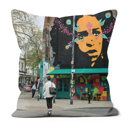 Canvas Art. Luxury Handmade Double Sided Poly Linen Cushions. Stokes Croft. Bristol. England.