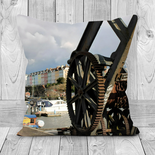 Canvas Art. Luxury Handmade Double Sided Poly Linen Cushions. Bristol Harbour. England.