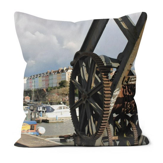 Canvas Art. Luxury Handmade Double Sided Poly Linen Cushions. Bristol Harbour. England.
