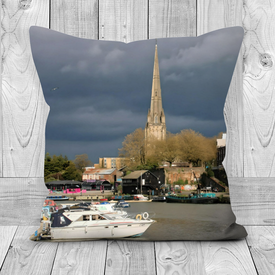 Canvas Art. Luxury Handmade Double Sided Poly Linen Cushions. Bristol Harbour. England.