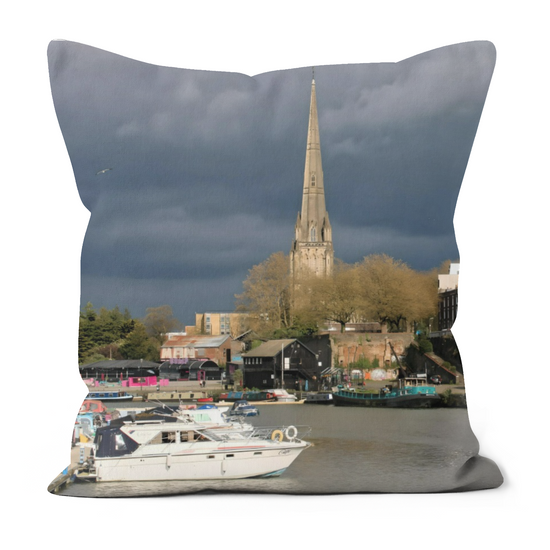 Canvas Art. Luxury Handmade Double Sided Poly Linen Cushions. Bristol Harbour. England.