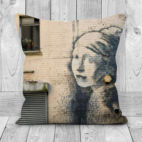 Canvas Art. Luxury Handmade Double Sided Poly Linen Cushions. Bristol Harbour. Banksy Trail. Bristol. England.