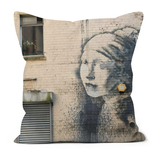 Canvas Art. Luxury Handmade Double Sided Poly Linen Cushions. Bristol Harbour. Banksy Trail. Bristol. England.