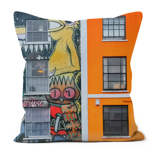 Canvas Art. Luxury Handmade Double Sided  Poly Linen Cushions. Stokes Croft. Bristol. England.