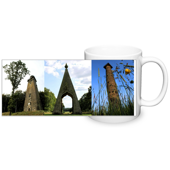 Two Tone Photo Mugs. Hoober Stand. Needles Eye. Keppel's Column. Rotherham. South Yorkshire England.
