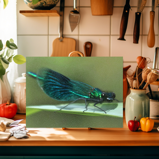 Animals & Nature. The Stylish Textured Glass Chopping Board. The Beautiful Demoiselle Damselfly. Doncaster. Yorkshire. England.