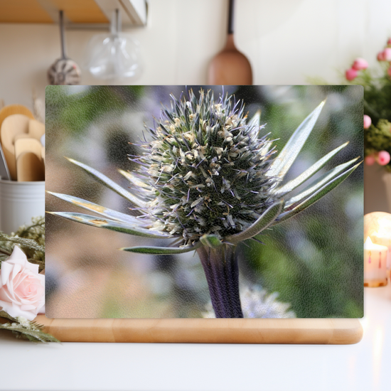 Animals & Nature. The Stylish Textured Glass Chopping Board. Mediterranean Sea Holy Flower. Brodick Castle Gardens. Isle of Arran. Scotland.