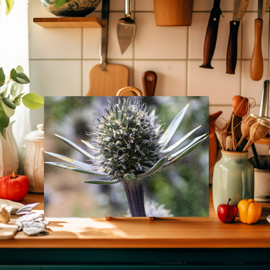 Animals & Nature. The Stylish Textured Glass Chopping Board. Mediterranean Sea Holy Flower. Brodick Castle Gardens. Isle of Arran. Scotland.