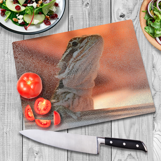 Animals & Nature. The Stylish Textured Glass Chopping Board. Bearded Dragon. Varna. Bulgaria.