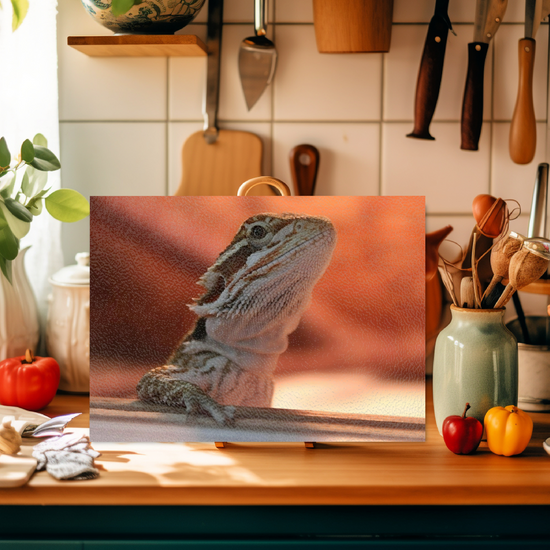 Animals & Nature. The Stylish Textured Glass Chopping Board. Bearded Dragon. Varna. Bulgaria.