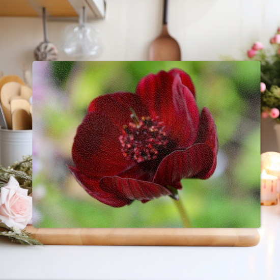 Animals & Nature. The Stylish Textured Glass Chopping Board. Chocolate Cosmos Flower. Brodick Castle Gardens. Isle of Arran. Scotland.