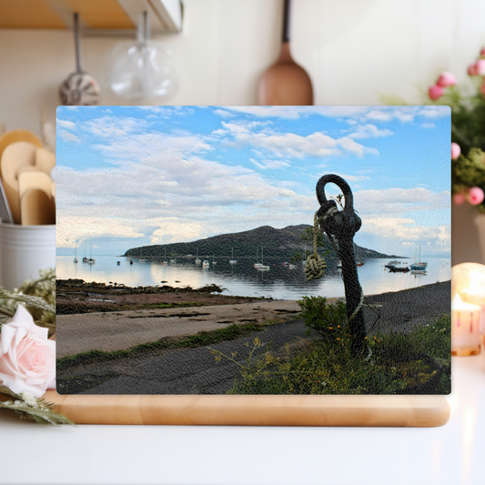 The Stylish Textured Glass Chopping Board. Holy Isle. Isle of Arran. Scotland.