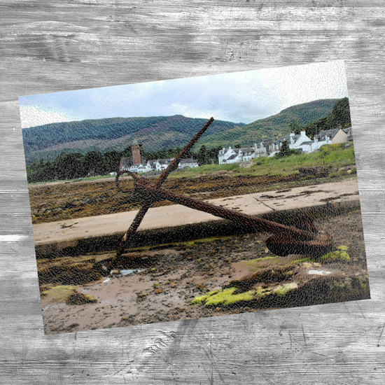 Scottish Landscapes & Seascapes. The Stylish Textured Glass Chopping Board. Lamlash. Isle of Arran. Scotland.