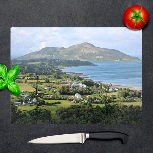 The Stylish Textured Glass Chopping Board. Whiting Bay. Holy Isle. Isle of Arran. Scotland.