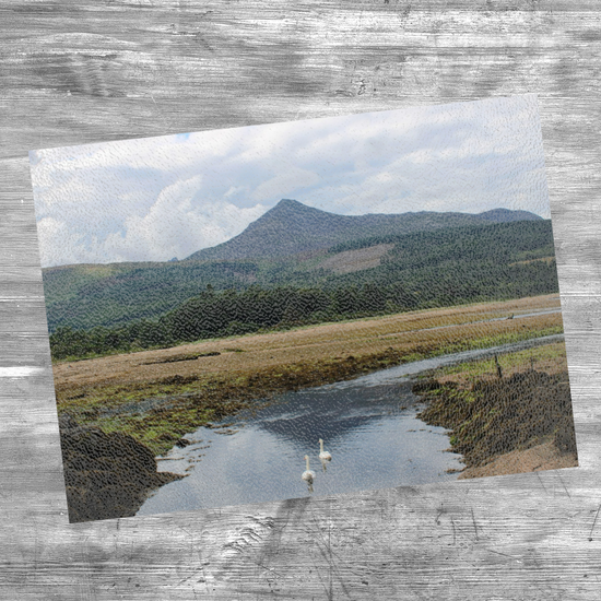 Scottish Landscapes & Seascapes. The Stylish Textured Glass Chopping Board. Brodick Bay. Goatfell Mountain. Isle of Arran. Scotland.