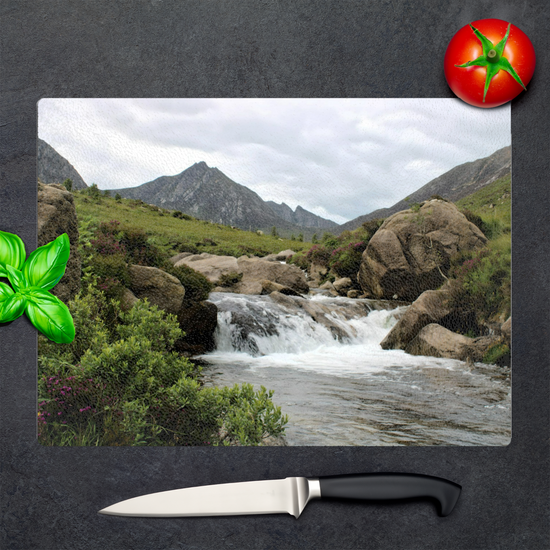 Scottish Landscapes & Seascapes. The Stylish Textured Glass Chopping Board. Glen Rosa. Isle of Arran. Scotland.
