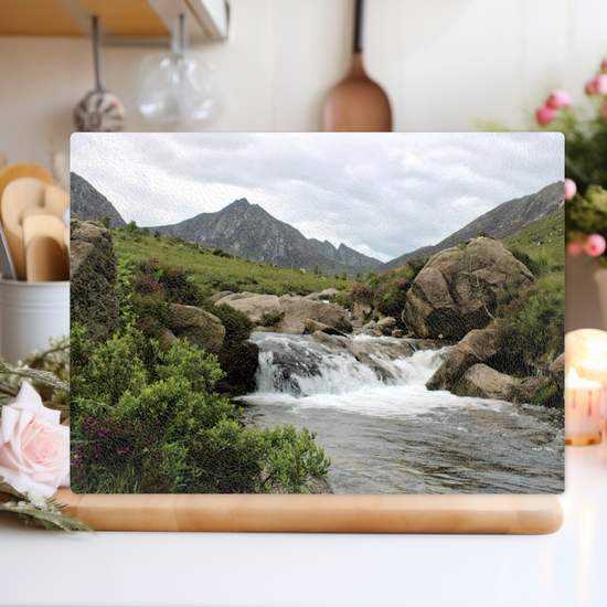 Scottish Landscapes & Seascapes. The Stylish Textured Glass Chopping Board. Glen Rosa. Isle of Arran. Scotland.