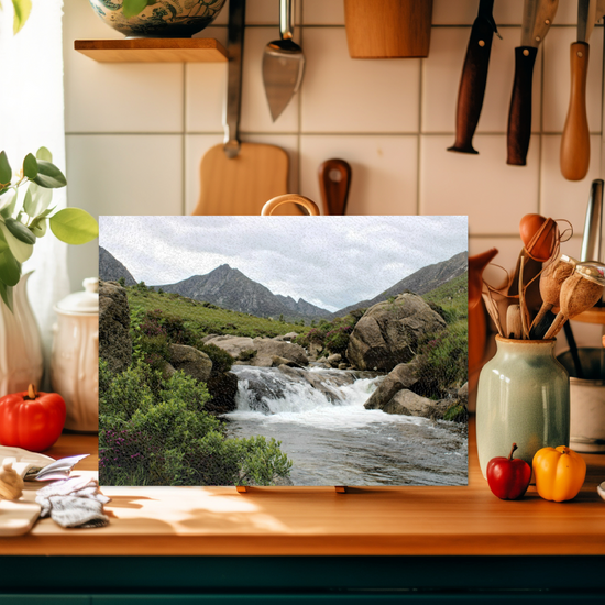 Scottish Landscapes & Seascapes. The Stylish Textured Glass Chopping Board. Glen Rosa. Isle of Arran. Scotland.