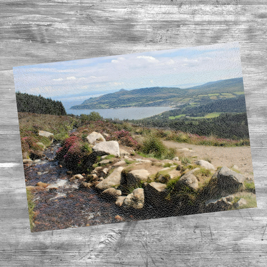 Scottish Landscapes & Seascapes. The Stylish Textured Glass Chopping Board. Goatfell  Trail. Isle of Arran. Scotland.