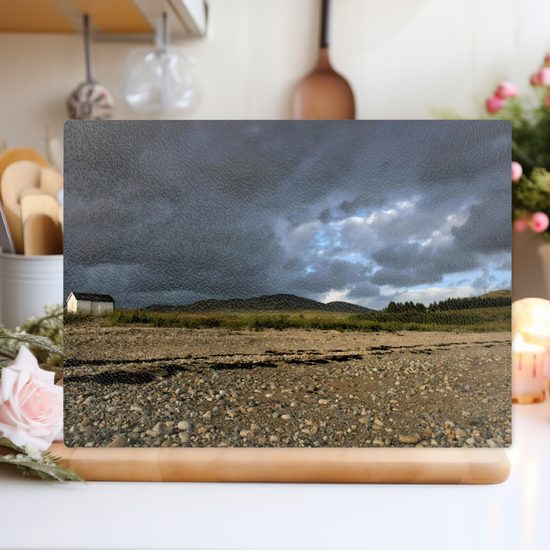 Scottish Landscapes & Seascapes. The Stylish Textured Glass Chopping Board. Pirnmill. Isle of Arran. Scotland.