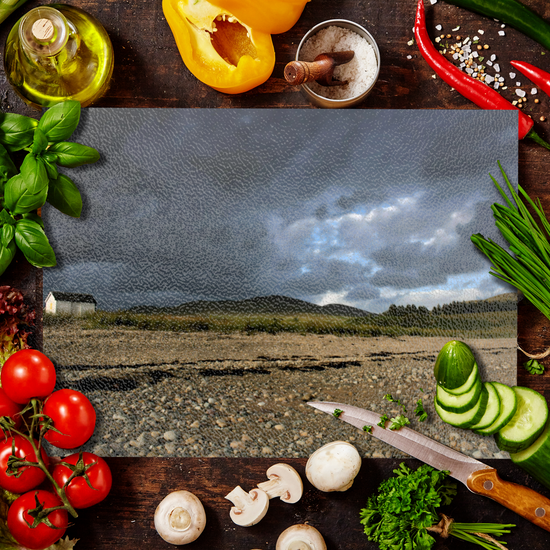 Scottish Landscapes & Seascapes. The Stylish Textured Glass Chopping Board. Pirnmill. Isle of Arran. Scotland.