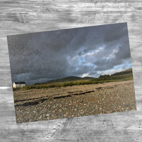Scottish Landscapes & Seascapes. The Stylish Textured Glass Chopping Board. Pirnmill. Isle of Arran. Scotland.