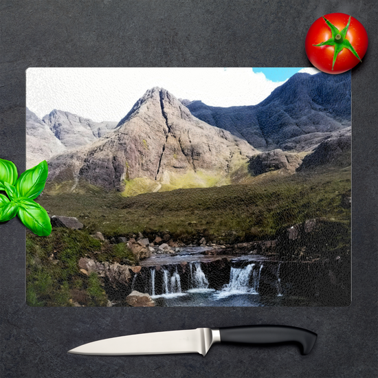 The Stylish Textured Glass Chopping Board. Fairy Pools. Isle of Skye. Scotland.