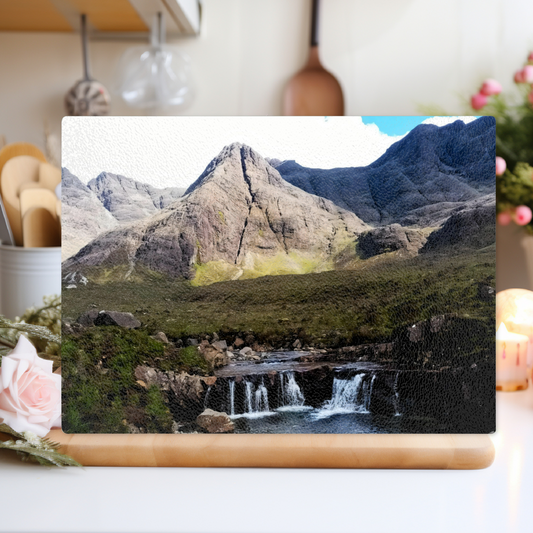 The Stylish Textured Glass Chopping Board. Fairy Pools. Isle of Skye. Scotland.