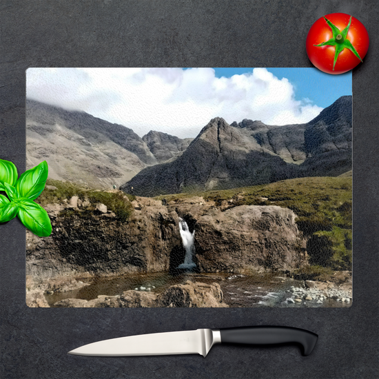 The Stylish Textured Glass Chopping Board. Fairy Pools. Isle of Skye. Scotland.