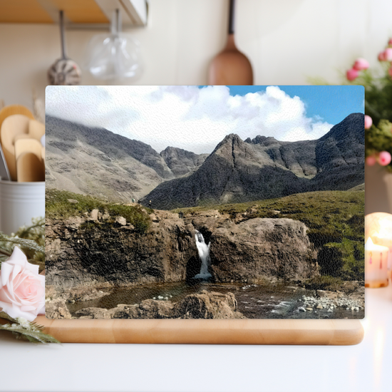 The Stylish Textured Glass Chopping Board. Fairy Pools. Isle of Skye. Scotland.