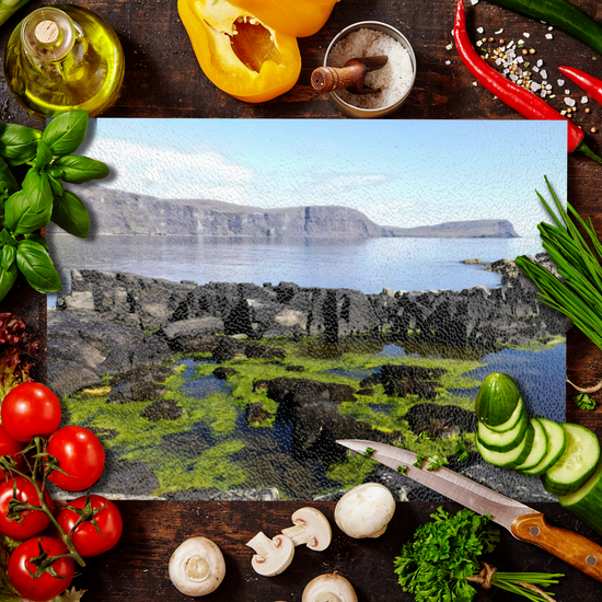 The Stylish Textured Glass Chopping Board. Neist Point. Isle of Skye. Scotland.