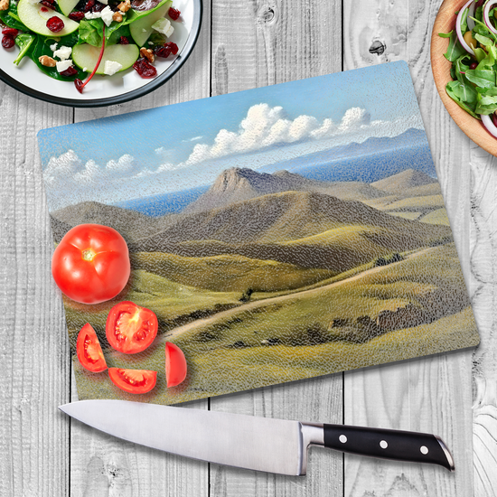 The Stylish Textured Glass Chopping Board. Quiraing. Isle of Skye. Scotland.