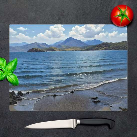 The Stylish Textured Glass Chopping Board. Tarskavaig. Isle of Skye. Scotland.