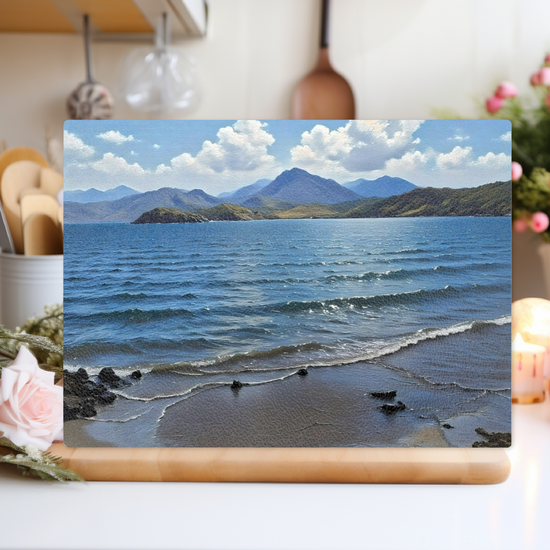 The Stylish Textured Glass Chopping Board. Tarskavaig. Isle of Skye. Scotland.
