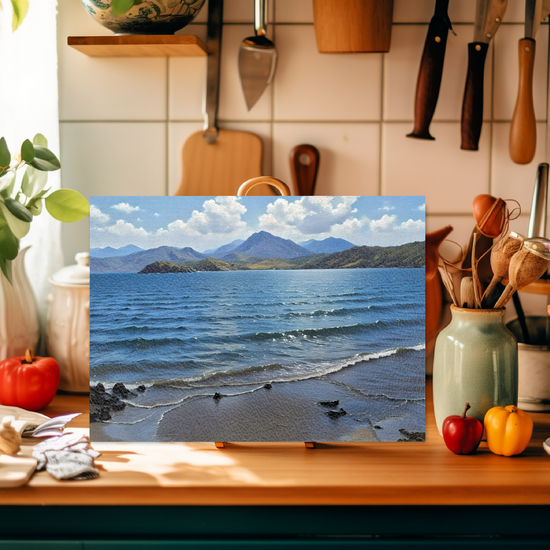 The Stylish Textured Glass Chopping Board. Tarskavaig. Isle of Skye. Scotland.