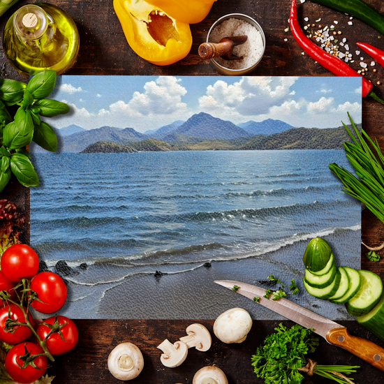 The Stylish Textured Glass Chopping Board. Tarskavaig. Isle of Skye. Scotland.