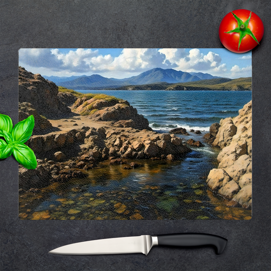 The Stylish Textured Glass Chopping Board. Tarskavaig. Isle of Skye. Scotland.