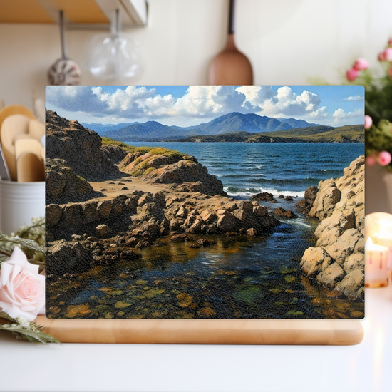The Stylish Textured Glass Chopping Board. Tarskavaig. Isle of Skye. Scotland.