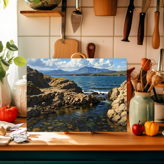 The Stylish Textured Glass Chopping Board. Tarskavaig. Isle of Skye. Scotland.