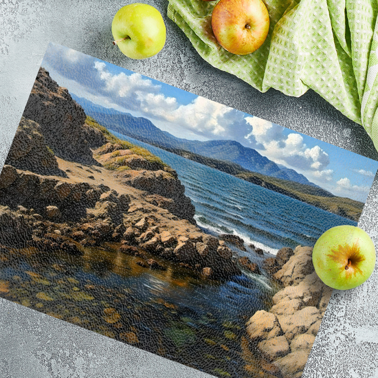 The Stylish Textured Glass Chopping Board. Tarskavaig. Isle of Skye. Scotland.