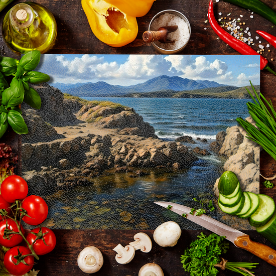 The Stylish Textured Glass Chopping Board. Tarskavaig. Isle of Skye. Scotland.