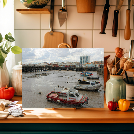 The Stylish Textured Glass Chopping Board. Bridlington. East Riding of Yorkshire. England.