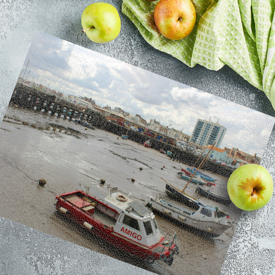 The Stylish Textured Glass Chopping Board. Bridlington. East Riding of Yorkshire. England.