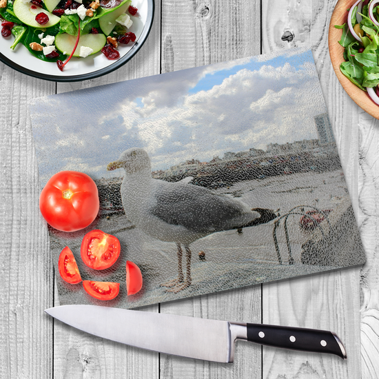 The Stylish Textured Glass Chopping Board. Bridlington. East Riding of Yorkshire. England.