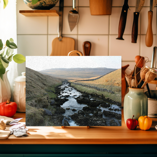 The Stylish Textured Glass Chopping Board. Ingleton Waterfall Trail. Yorkshire Dales National Park. England.