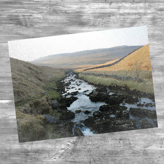 The Stylish Textured Glass Chopping Board. Ingleton Waterfall Trail. Yorkshire Dales National Park. England.