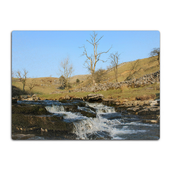 The Stylish Textured Glass Chopping Board. Ingleton Waterfall Trail. Yorkshire Dales National Park. England.