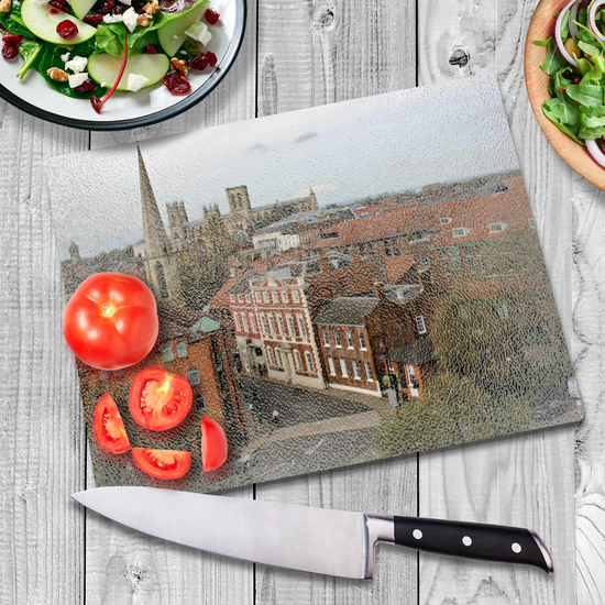 The Stylish Textured Glass Chopping Board. York. North Yorkshire. England.