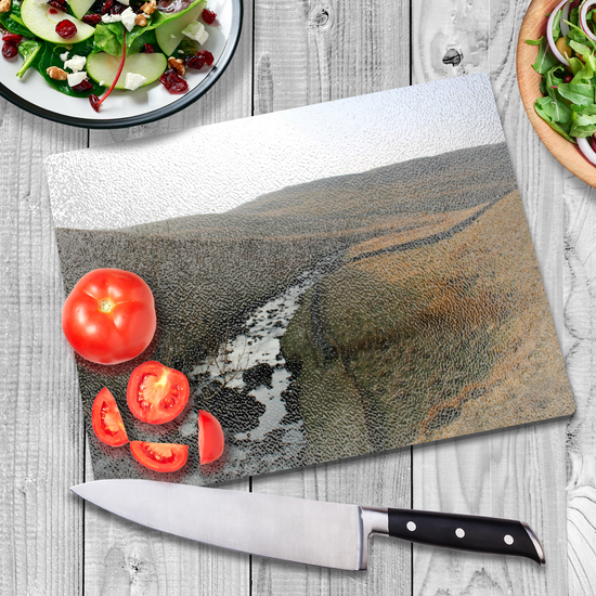 The Stylish Textured Glass Chopping Board. Ingleton Waterfall Trail. Yorkshire Dales National Park. England.