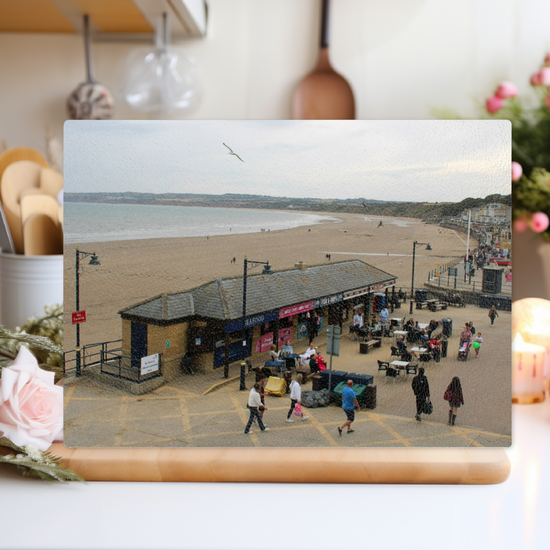 The Stylish Textured Glass Chopping Board. Filey. North Yorkshire. England.